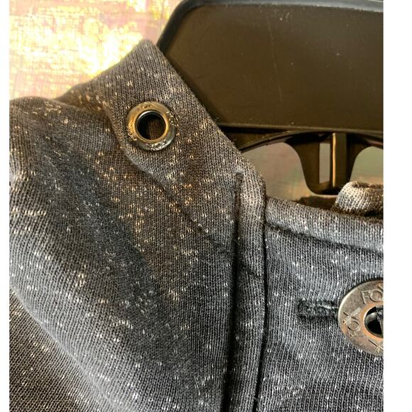 Fox Racing Button Up Hooded Sweatshirt Womens L Charcoal Grey Sport Distressed - Picture 8 of 12